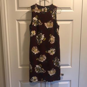 EUC Ann Taylor Burgundy floral sleeveless dress